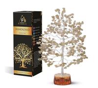 FASHIONZAADI Green Jade Gemstone Crystal Tree Healing Trees Bonsai Money Crystals Gemstone Trees Reiki Stone Good Luck Chakra Crystal Home Office Décor Figurine Gift Size -10 Inch (Silver Wire)