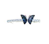 Faship Pasador para el pelo de mariposa con diamantes de imitación azul marino