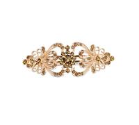 Faship Pasador para el pelo de topacio ahumado marrón chocolate con diamantes de imitación y corazones de cristal floral