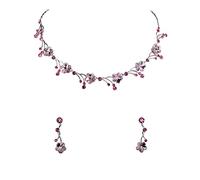 Faship Precioso conjunto de pendientes de collar floral de cristal de Swarovski, Diamante de imitación, Diamantes de imitación