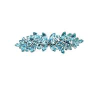 Faship Precioso pasador de pelo floral con diamantes de imitación aguamarina