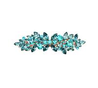 Faship Precioso pasador de pelo floral con diamantes de imitación de color verde azulado