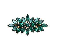 Faship Precioso pasador para el pelo con diamantes de imitación verdes y flores