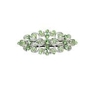 Faship Precioso pasador para el pelo con diamantes de imitación verdes y peridoto