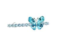 Faship Precioso pasador para el pelo de mariposa con diamantes de imitación aguamarina