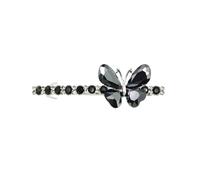 Faship Precioso pasador para el pelo de mariposa con diamantes de imitación negros