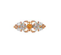 Faship Preciosos corazones de cristal naranja y pasador para el pelo floral