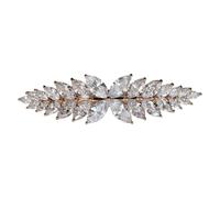 Faship Sparkling Clear CZ Crystal Floral Hair Barrette Clip