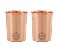Fashnkart Juego de 2 vasos de cobre puro para beber agua, salud ayurvédica, 300 ml (10.14 oz) (lisos)