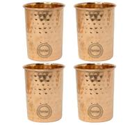 Fashnkart Juego de 4 vasos de cobre puro para beber agua, salud ayurvédica, 300 ml (martillado)