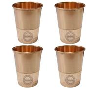 Fashnkart Juego de 4 vasos de cobre puro para beber agua, salud ayurvédica, 300 ml (medio martillado)
