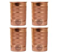 Fashnkart Juego de 4 vasos de cobre puro para beber agua, salud ayurvédica, 300 ml (toque plateado)