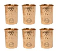 Fashnkart Juego de 6 vasos de cobre puro para beber agua, salud ayurvédica, 300 ml (martillado)