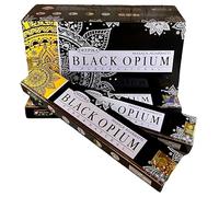 Fashnkart Varillas de incienso de opio negro Deepika para inauguración de la casa, templo Pooja, meditación y yoga, enrolladas a mano, Masala Aggarbatti, paquete de 12