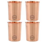 Fashnkart Vasos de cobre puro para agua potable, salud ayurvédica, vasos de cobre puro, 10.14 oz (300 ml) (lisos), juego de 4