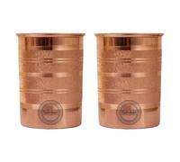 Fashnkart Vasos de cobre puro para agua potable, salud ayurvédica, vasos de cobre puro de 300 ml (toque plateado), juego de 2