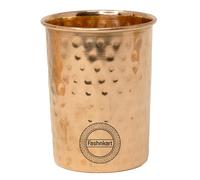 Fashnkart Vasos de cobre puro para beber agua, salud ayurvédica, vasos de cobre puro de 300 ml (martillados)