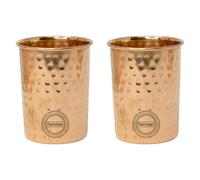 Fashnkart Vasos de cobre puro para beber agua, salud ayurvédica, vasos de cobre puro de 300 ml (martillados), juego de 2