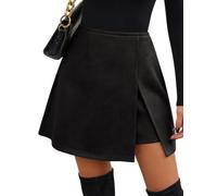 Fashora Faldas Mujer Corta Minifalda Cintura Alta A-Line con Cremallera | Mini Falda Abertura, Falda Ajustada Envolvente, Faux Suede, Faldas Mujer para Otoño Invierno, Short Skirt con Forro