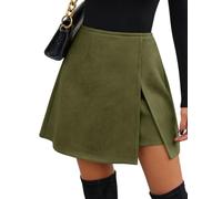 Fashora Faldas Mujer Corta Minifalda Cintura Alta A-Line con Cremallera | Mini Falda Abertura, Falda Ajustada Envolvente, Faux Suede, Faldas Mujer para Otoño Invierno, Short Skirt con Forro