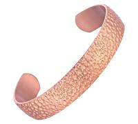 Fashtour Pulsera de cobre puro, pulsera de cobre para hombres y mujeres, 100% sólido, crudo y sin revestimiento, hecha a mano martillada tibetana (textura martillada clásica)