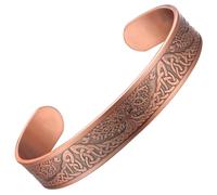 Fashtour Pulsera de cobre puro, pulsera de cobre para hombres y mujeres, 100% sólido, crudo y sin revestimiento, hecha a mano martillada tibetana (árbol de la vida)