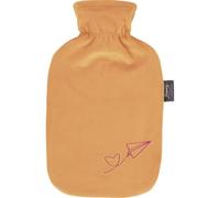 Fashy Bolsa de agua caliente con funda de flojel, 2,0 l, con bordado "Aviador", color naranja