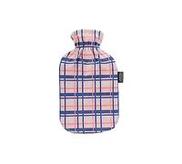bolsa de agua caliente fashy® de 2 litros con funda de forro polar en diseño de cuadros apricot - talla2L