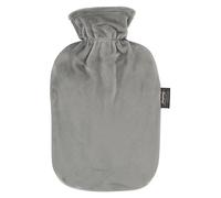 Fashy Bolsa de agua caliente con funda de flojel, supersuave, color gris, 2,0 L