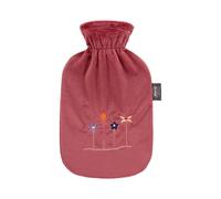 Fashy Bolsa de agua caliente con funda de flojel y bordado, 2 l, color rojo