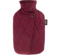 Fashy Bolsa de agua caliente de 2,0 L, color burdeos, funda acolchada con botón de presión y cierre de velcro