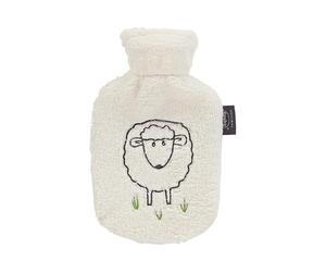 Fashy Bolsa de agua caliente para niños de 0,8 l con funda mullida, diseño de oveja, color blanco