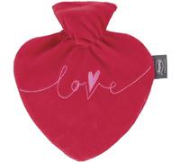 Fashy Botella de agua caliente con funda y bordado "Love", 0,7 L, color rojo