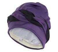 Fashy Exclusivo Gorro de baño de Tela, Bicolor Morado y Negro, con Capucha Interior y Detalles de Pana, 100% poliéster