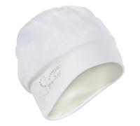 Fashy Exclusivo Gorro de natación de Tela con Diamantes de imitación, Blanco, Cierre de Velcro Ajustable, Capucha Interior de Aluminio