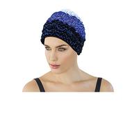 Fashy Gorro de natación con Volantes con Forro de plástico y Sello, Mujeres, Azul, Talla única