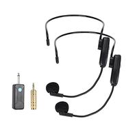 fasient 2Pcs Micrófono Inalámbrico 2 en 1, 2.4 G UHF Micrófono con 3,5 mm/6,5 mm Adaptador,50m de Transmisión,Tiempo de Trabajo 6 Horas,para Amplificador de Voz,para Conferencia/enseñanza/guía,etc