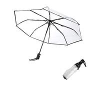 fasient Paraguas Transparente para la Lluvia, Paraguas Súper Grande de Moda Portátil Claro Plegable, Paraguas de Moda Automático Tres Pliegues para Mujer, Viajes, Accesorios de Fotografía(Negro)