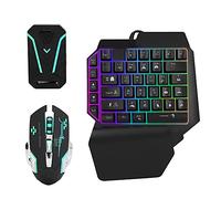 Fasient1 - Teclado de Juego con Teclado y ratón para Juegos RGB de una Mano, con convertidor de Teclado y ratón, Adaptador OTG y Cable de Datos Tipo C para One/para Xbox 360/PS3//PS5