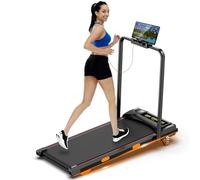 Fasion Trek Run Caminadora para caminar con barra de mango, 6% de inclinación manual y 0.6-7.5 MPH, cinta de correr compacta debajo del escritorio con control de aplicación, llave de seguridad