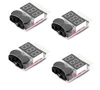 Fasizi 4 unidades RC Lipo Monitor de Alarma Comprobador de Alarma de Bajo Voltaje con Indicador LED para Batería Lipo LiFe LiMn Li-ion 1-8 S