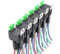 Fasizi 6 uds 12V 30A fusible relé interruptor arnés ATO/ATC fusible de hoja, 5 pines SPST relés eléctricos automotrices con cables de alta resistencia 14 AWG