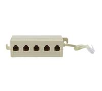 Fasizi Adaptador divisor de línea telefónica modular RJ11 de 5 vías, 6P4C, beige, 1 entrada, 5 salidas