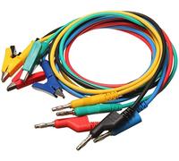Fasizi Banana Plug to Crocodile Clips Cable, 5pcs Electronic Test Leads Kit 4mm Banana Plug Safety Soft Silicone Wire Stack Test Lead 14AWG Cable de extensión Multímetro Test Cable Set