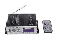 Fasizi Mini Bluetooth Hi-Fi Estéreo Audio AMP Amplificador Bass Booster MP4 12V Soporte FM MP3 TF USB DVD para automóvil Motocicleta - Negro
