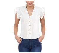 FASLOLSDP Damen Trachtenblusen Karierte Bluse Kurzarm Oktoberfest Hemd mit Knopfverzieren Trachten Bierfest Tradition Bluse mit Rundhalsausschnitt Kurzarm für Oktoberfest Trachtenfest, Blanco6, S