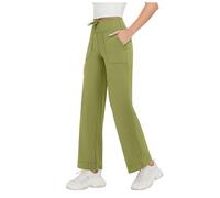 FASLOLSDP Flared Leggings Yogahose Damen Haifischhose Schlaghose blickdicht Cross Waist Bootleg Sporthose Bootcut Sweatpants Jogginghosen Jazzpants Fitnesshose, verde, L