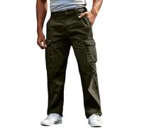 FASLOLSDP Pantalones cargo para hombre, monocolor, varios bolsillos, informales, cómodos, transpirables, corte recto para exteriores, cintura elástica, pantalones de chándal para primavera, senderismo