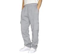 FASLOLSDP Pantalones de chándal elásticos para hombre, pierna ancha, de algodón, transpirables, con bolsillos laterales, corte recto, pantalones de ocio, monocolor, pantalones de chándal para hombre