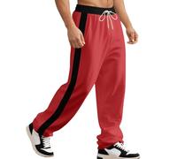 FASLOLSDP Pantalones de chándal para hombre, de invierno, cálidos, con bolsillos, bloqueo de color, corte recto, deportivo, cómodos para otoño, invierno, ocio, informales, holgados, cintura elástica